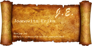 Joanovits Erika névjegykártya